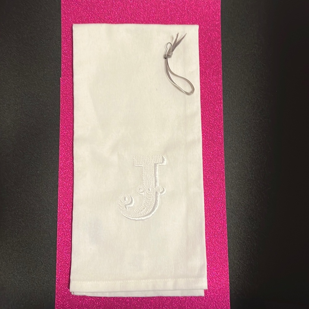 💙 White Linen Monogram Hand Towel💙